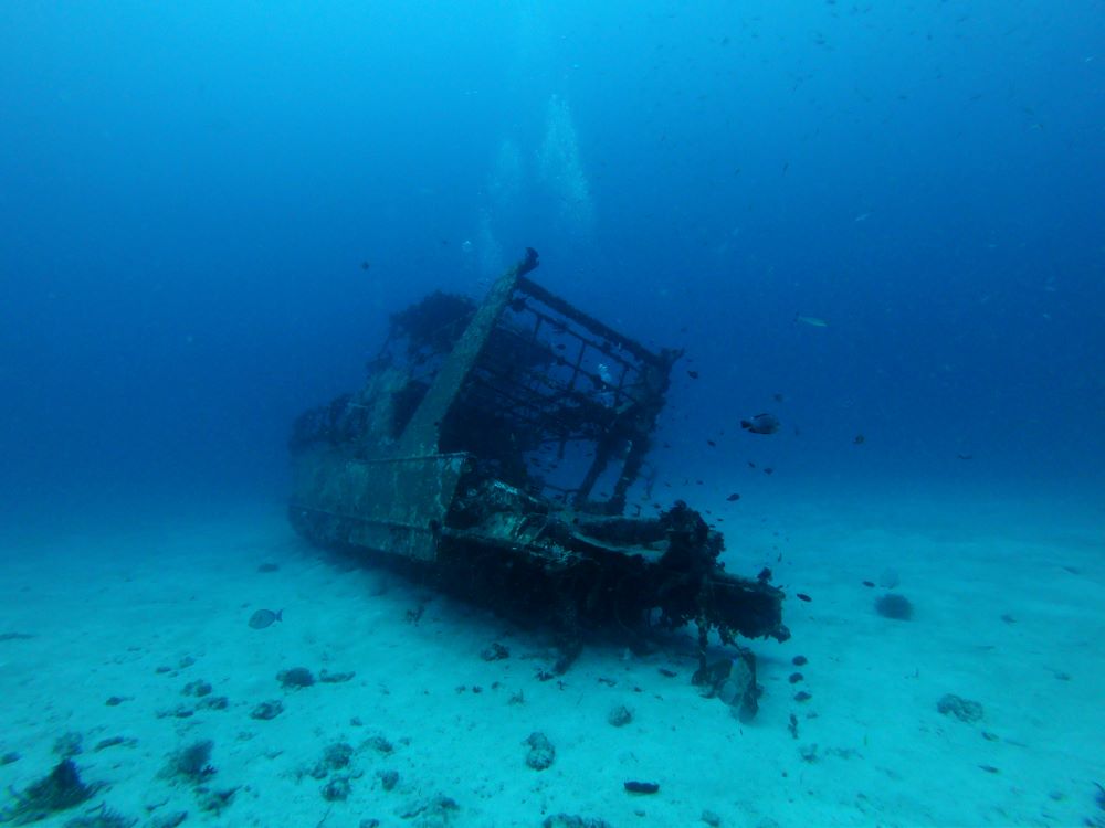 old wrecked ship underwater