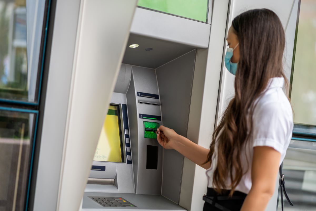 a girl at atm
