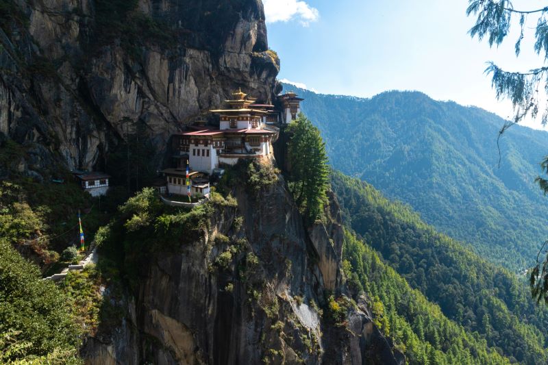 temple in hills in bhutan