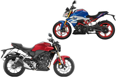cbr and bmw bike white background