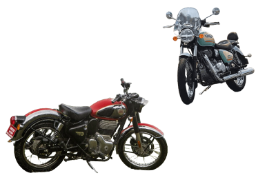 royal enfield classic and meteor in white background