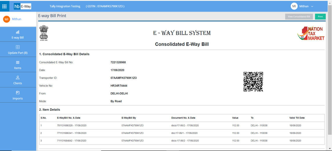 consolidated e-way bill