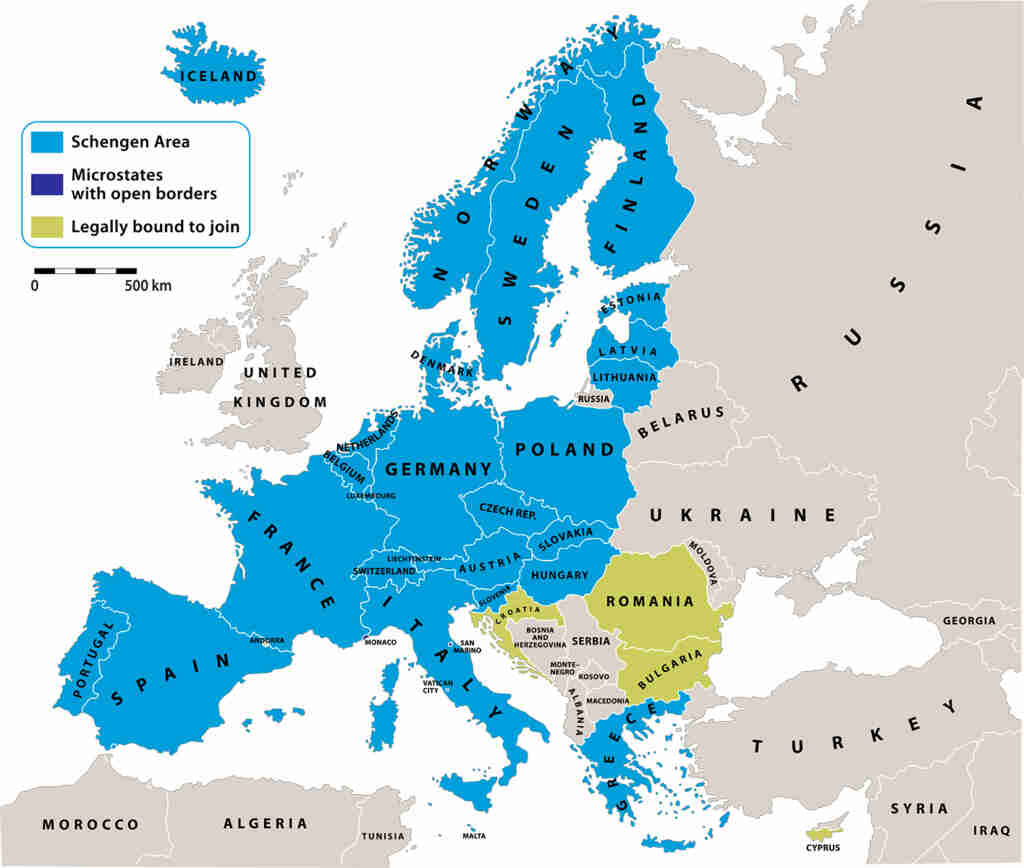 schengen countries map