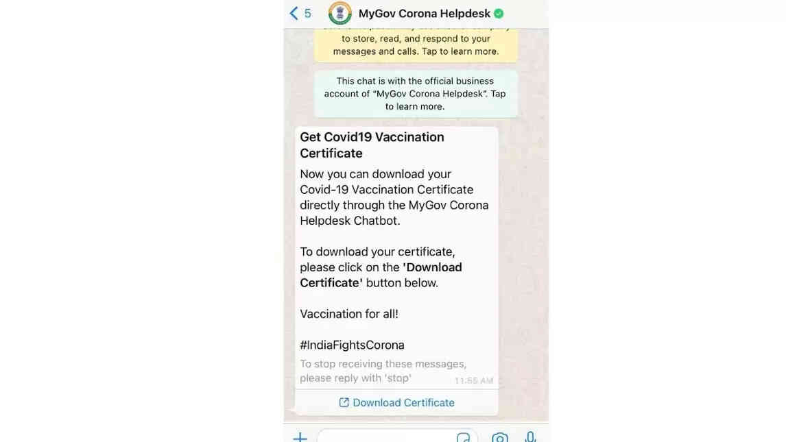 How to Get a COVID19 Vaccination Certificate on WhatsApp?