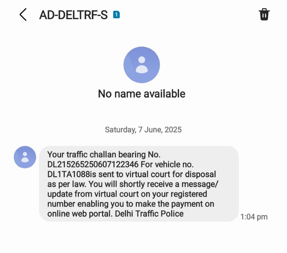 E-Challan Scams Through SMS/Messages