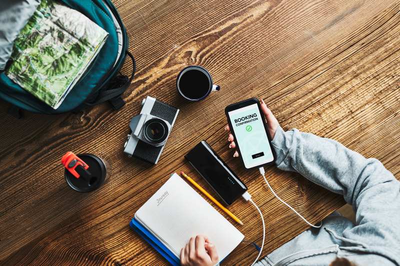 digital accesories and bag on a table