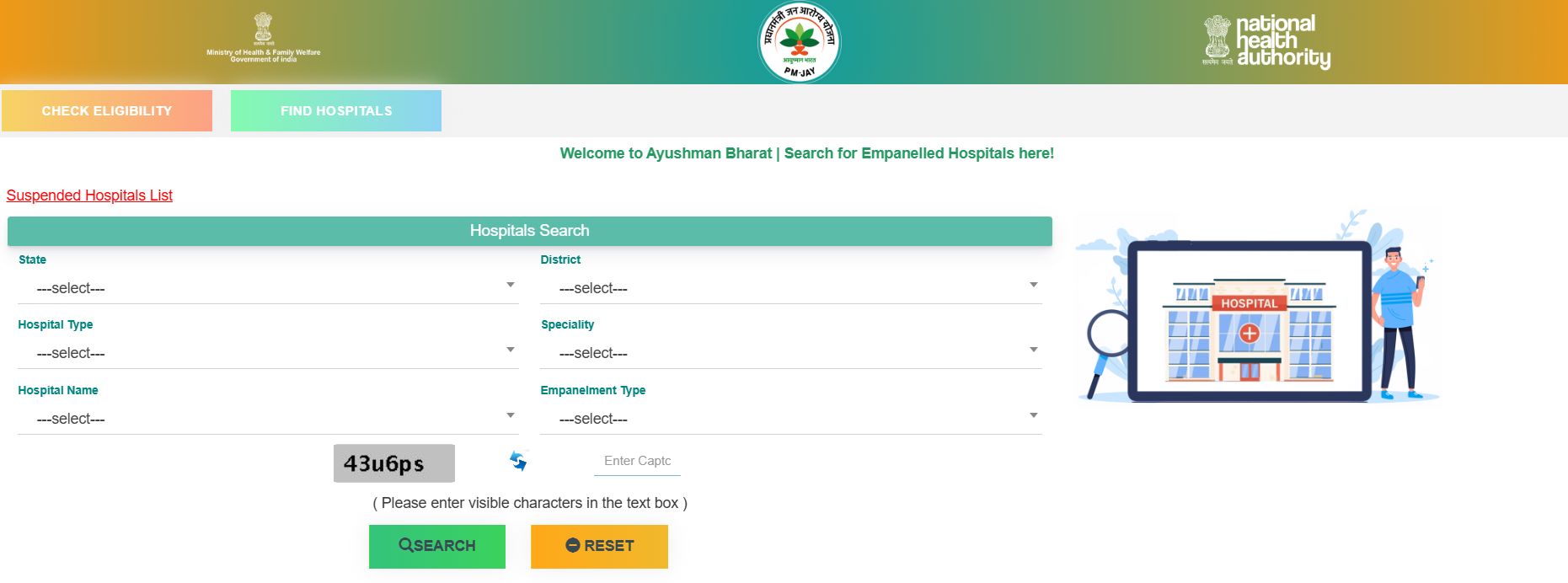Find the Ayushman Bharat Card Accepted Hospital List