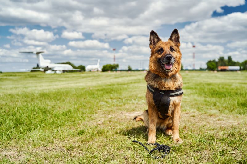 german shepherd dog sitting on green