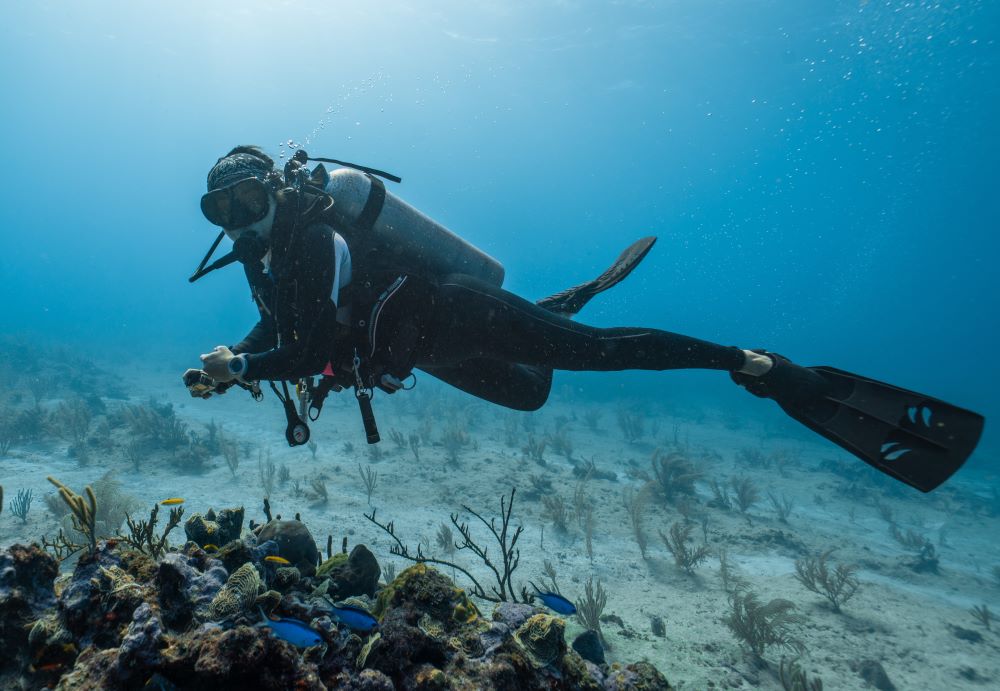 scuma diver looking at the camera