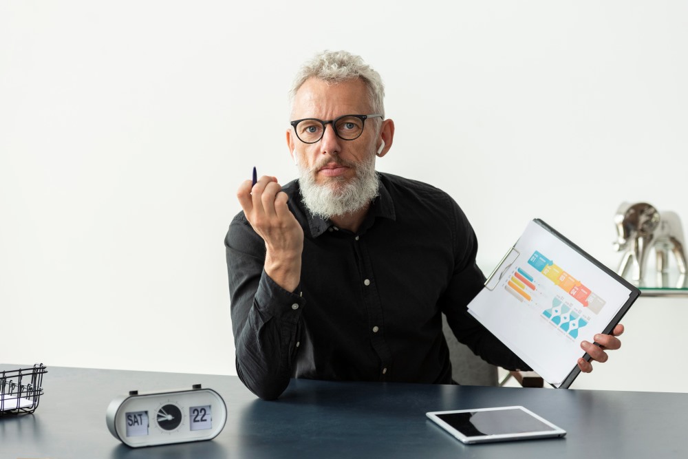 old man calculating the human life in a home using human life value calculator