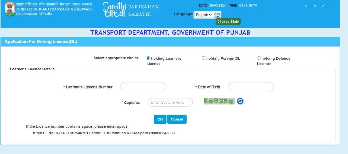 apply for driving licence