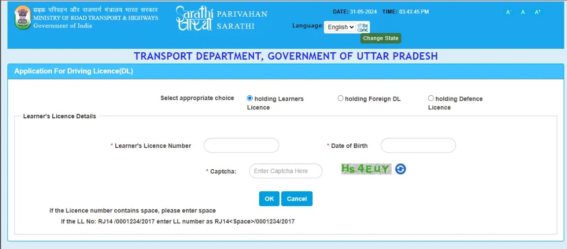 apply for driving licence