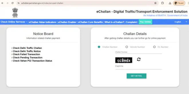 Check e-chalan status