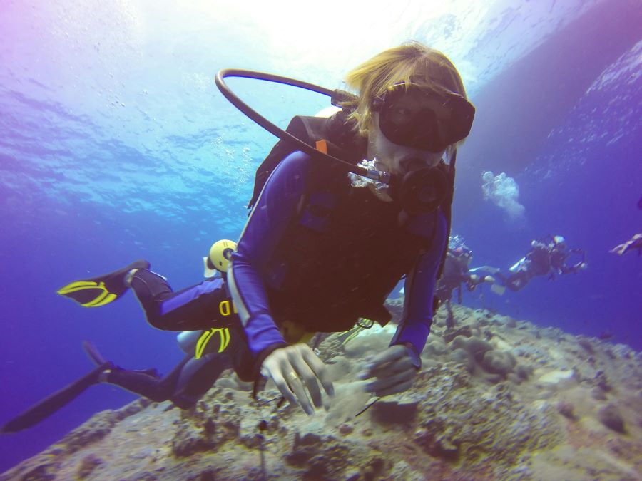 scuba diver with scuba diving suite