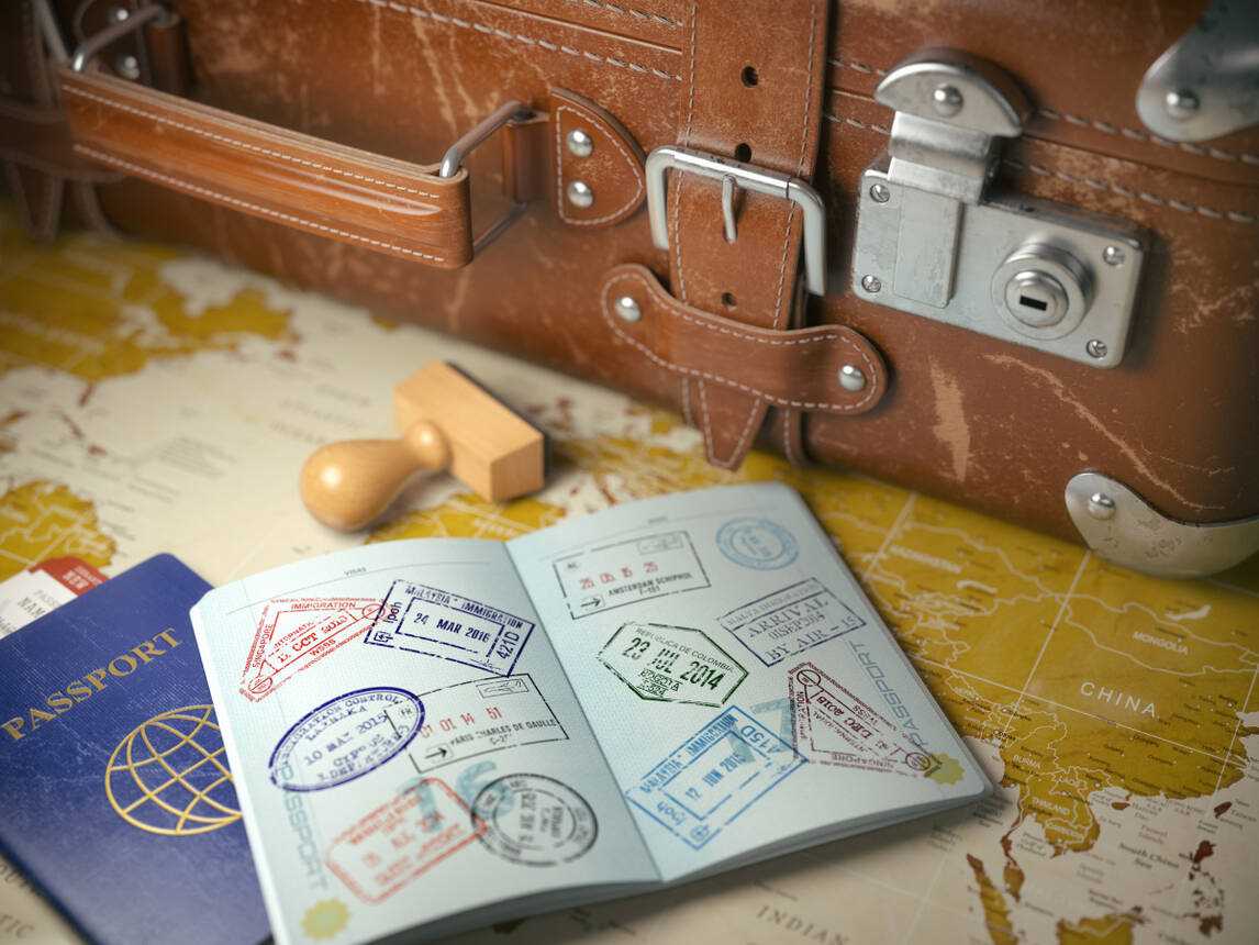 passport with visa stamps