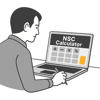 A men calculating the interest rate on NSC using NSC calculator