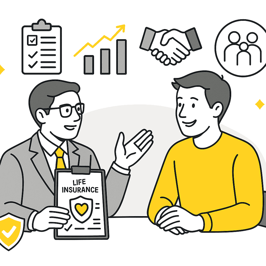 life insurance agent with a client