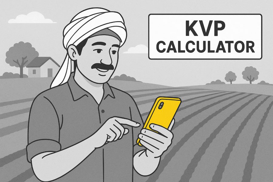 a farmer calculating kvp online