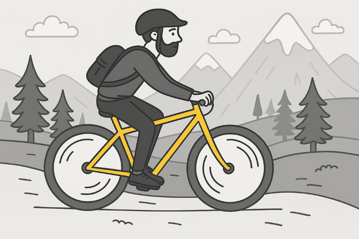 man cycling the hills