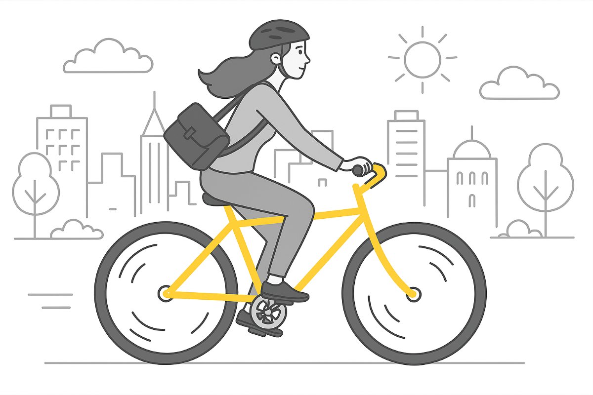 woman cycling in city