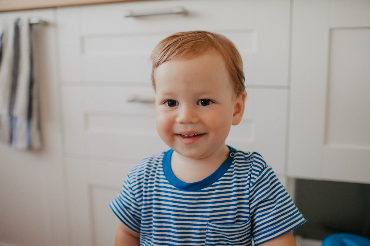 baby boy at kitchen