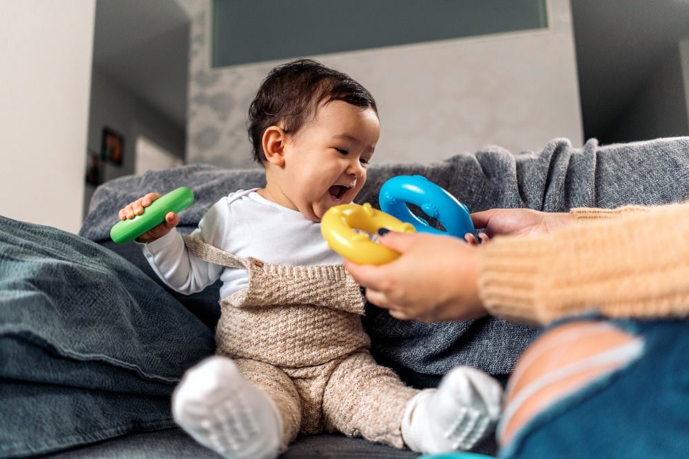 baby playing with toys