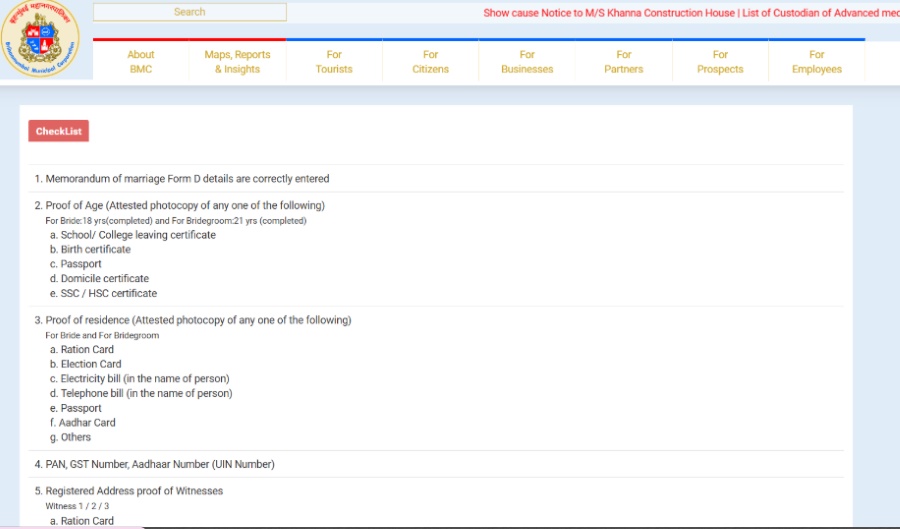 step 4 of applying marriage certificate in mumbai