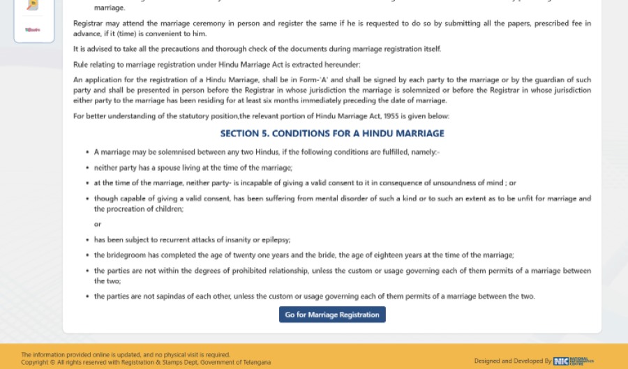 step 5 on how to apply for an intercaste marriage certificate in telangana